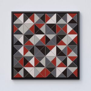 Warren Reed - Designer Grey Red Triangle Geometric Framed Canvas in Black Size: w40 inch x h40 inch Black w40 inch x h40 inch Warren Reed - Designer Grey Red Triangle Geometric Framed Canvas in Black Size: w40 inch x h40 inch Black w40 inch x h40 inch