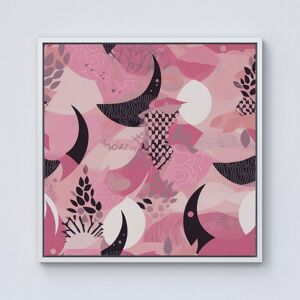 Warren Reed - Designer Abstract Pink Moon Pattern Framed Canvas in Off-White Size: W16" x H16" Off-White W16" x H16" Warren Reed - Designer Abstract Pink Moon Pattern Framed Canvas in Off-White Size: W16" x H16" Off-White W16" x H16"