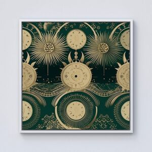 Warren Reed - Designer Green Moon & Sun Abstract Pattern Framed Canvas in Off-White Size: w40 inch x h40 inch Off-White w40 inch x h40 inch Warren Reed - Designer Green Moon & Sun Abstract Pattern Framed Canvas in Off-White Size: w40 inch x h40 inch Off-White w40 inch x h40 inch