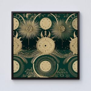 Warren Reed - Designer Green Moon & Sun Abstract Pattern Framed Canvas in Black Size: w40 inch x h40 inch Black w40 inch x h40 inch Warren Reed - Designer Green Moon & Sun Abstract Pattern Framed Canvas in Black Size: w40 inch x h40 inch Black w40 inch x h40 inch
