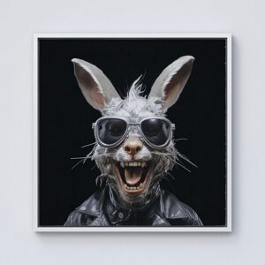 Warren Reed - Designer Funky Rabbit Face With Glasses Framed Canvas in Off-White Size: w10 inch x h10 inch Off-White w10 inch x h10 inch Warren Reed - Designer Funky Rabbit Face With Glasses Framed Canvas in Off-White Size: w10 inch x h10 inch Off-White w10 inch x h10 inch