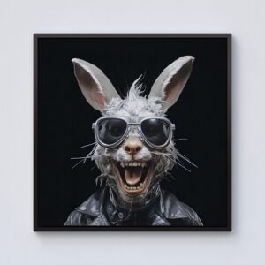 Warren Reed - Designer Funky Rabbit Face With Glasses Framed Canvas in Black Size: W16" x H16" Black W16" x H16" Warren Reed - Designer Funky Rabbit Face With Glasses Framed Canvas in Black Size: W16" x H16" Black W16" x H16"