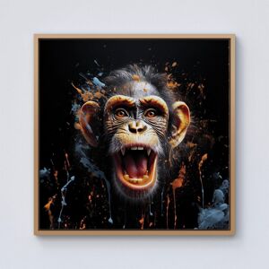 Warren Reed - Designer Monkey Face Splashart Framed Canvas in Light Brown Size: w40 inch x h40 inch Light Brown w40 inch x h40 inch Warren Reed - Designer Monkey Face Splashart Framed Canvas in Light Brown Size: w40 inch x h40 inch Light Brown w40 inch x h40 inch