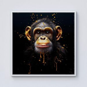Warren Reed - Designer Splashart Cheeky Chimp Face Framed Canvas in Off-White Size: W16" x H16" Off-White W16" x H16" Warren Reed - Designer Splashart Cheeky Chimp Face Framed Canvas in Off-White Size: W16" x H16" Off-White W16" x H16"