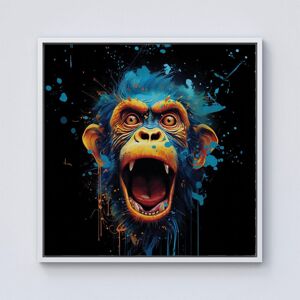 Warren Reed - Designer Crazy Monkey face Splashart Framed Canvas in Off-White Size: W16" x H16" Off-White W16" x H16" Warren Reed - Designer Crazy Monkey face Splashart Framed Canvas in Off-White Size: W16" x H16" Off-White W16" x H16"