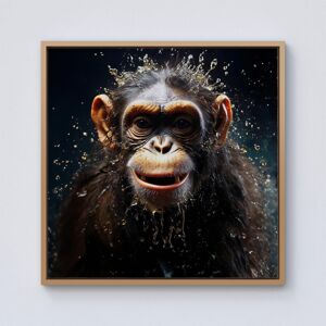 Warren Reed - Designer Realistic Monkey Face Splashart Framed Canvas in Light Brown Size: W30" x H30" Light Brown W30" x H30" Warren Reed - Designer Realistic Monkey Face Splashart Framed Canvas in Light Brown Size: W30" x H30" Light Brown W30" x H30"