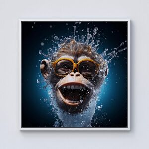 Warren Reed - Designer Splashart Cheeky Chimp Face With Glasses Framed Canvas in Off-White Size: W16" x H16" Off-White W16" x H16" Warren Reed - Designer Splashart Cheeky Chimp Face With Glasses Framed Canvas in Off-White Size: W16" x H16" Off-White W16" x H16"