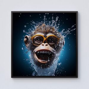 Warren Reed - Designer Splashart Cheeky Chimp Face With Glasses Framed Canvas in Black Size: W30" x H30" Black W30" x H30" Warren Reed - Designer Splashart Cheeky Chimp Face With Glasses Framed Canvas in Black Size: W30" x H30" Black W30" x H30"