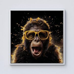 Warren Reed - Designer Splashart Monkey Face With Yellow Glasses Framed Canvas in Off-White Size: w10 inch x h10 inch Off-White w10 inch x h10 inch Warren Reed - Designer Splashart Monkey Face With Yellow Glasses Framed Canvas in Off-White Size: w10 inch x h10 inch Off-White w10 inch x h10 inch