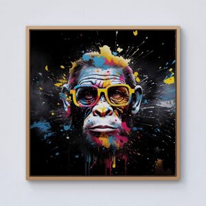 Warren Reed - Designer Coloured Splashart Monkey Face with Glasses Framed Canvas in Light Brown Size: w10 inch x h10 inch Light Brown w10 inch x h10 inch Warren Reed - Designer Coloured Splashart Monkey Face with Glasses Framed Canvas in Light Brown Size: w10 inch x h10 inch Light Brown w10 inch x h10 inch