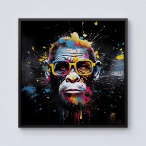 Warren Reed - Designer Coloured Splashart Monkey Face with Glasses Framed Canvas in Black Size: w40 inch x h40 inch Black w40 inch x h40 inch Warren Reed - Designer Coloured Splashart Monkey Face with Glasses Framed Canvas in Black Size: w40 inch x h40 inch Black w40 inch x h40 inch