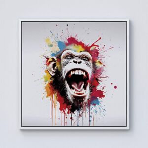 Warren Reed - Designer Coloured Splashart Crazy Monkey Face Framed Canvas in Off-White Size: W16" x H16" Off-White W16" x H16" Warren Reed - Designer Coloured Splashart Crazy Monkey Face Framed Canvas in Off-White Size: W16" x H16" Off-White W16" x H16"