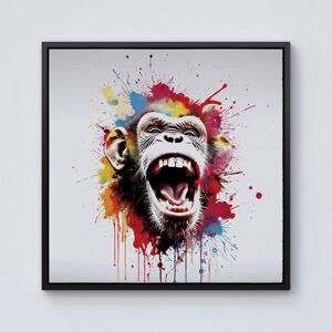 Warren Reed - Designer Coloured Splashart Crazy Monkey Face Framed Canvas in Black Size: W16" x H16" Black W16" x H16" Warren Reed - Designer Coloured Splashart Crazy Monkey Face Framed Canvas in Black Size: W16" x H16" Black W16" x H16"