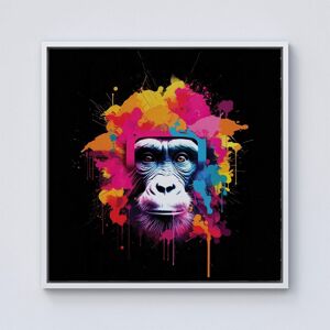 Warren Reed - Designer Multi Coloured Monkey Face Framed Canvas in Off-White Size: w40 inch x h40 inch Off-White w40 inch x h40 inch Warren Reed - Designer Multi Coloured Monkey Face Framed Canvas in Off-White Size: w40 inch x h40 inch Off-White w40 inch x h40 inch