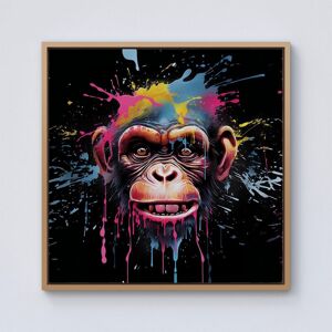 Warren Reed - Designer Multi Coloured Monkey Face Splashart Framed Canvas in Light Brown Size: W16" x H16" Light Brown W16" x H16" Warren Reed - Designer Multi Coloured Monkey Face Splashart Framed Canvas in Light Brown Size: W16" x H16" Light Brown W16" x H16"