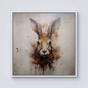 Warren Reed - Designer Watercolour Hare Face Framed Canvas in Off-White Size: W16" x H16" Off-White W16" x H16" Warren Reed - Designer Watercolour Hare Face Framed Canvas in Off-White Size: W16" x H16" Off-White W16" x H16"