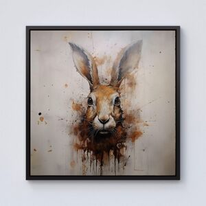 Warren Reed - Designer Watercolour Hare Face Framed Canvas in Black Size: W16" x H16" Black W16" x H16" Warren Reed - Designer Watercolour Hare Face Framed Canvas in Black Size: W16" x H16" Black W16" x H16"