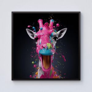 Warren Reed - Designer Splashart Giraffe Face Pink Framed Canvas in Black Size: w40 inch x h40 inch Black w40 inch x h40 inch Warren Reed - Designer Splashart Giraffe Face Pink Framed Canvas in Black Size: w40 inch x h40 inch Black w40 inch x h40 inch