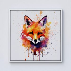 Warren Reed - Designer Watercolour Splashart Fox Face Framed Canvas in Off-White Size: w10 inch x h10 inch Off-White w10 inch x h10 inch Warren Reed - Designer Watercolour Splashart Fox Face Framed Canvas in Off-White Size: w10 inch x h10 inch Off-White w10 inch x h10 inch