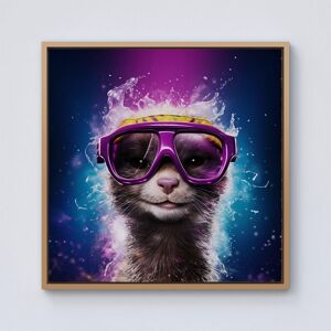 Warren Reed - Designer Splashart Ferret With Glasses Purple Framed Canvas in Light Brown Size: W16" x H16" Light Brown W16" x H16" Warren Reed - Designer Splashart Ferret With Glasses Purple Framed Canvas in Light Brown Size: W16" x H16" Light Brown W16" x H16"