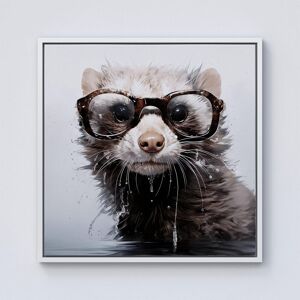 Warren Reed - Designer Splashart Ferret With Glasses Framed Canvas in Off-White Size: w40 inch x h40 inch Off-White w40 inch x h40 inch Warren Reed - Designer Splashart Ferret With Glasses Framed Canvas in Off-White Size: w40 inch x h40 inch Off-White w40 inch x h40 inch