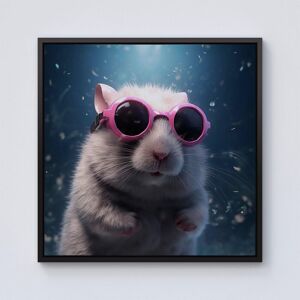 Warren Reed - Designer Splashart DoorMouse with Pink Glasses Framed Canvas in Black Size: w40 inch x h40 inch Black w40 inch x h40 inch Warren Reed - Designer Splashart DoorMouse with Pink Glasses Framed Canvas in Black Size: w40 inch x h40 inch Black w40 inch x h40 inch