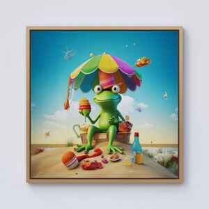 Warren Reed - Designer Frog On A Beach Holiday Framed Canvas in Light Brown Size: W16" x H16" Light Brown W16" x H16" Warren Reed - Designer Frog On A Beach Holiday Framed Canvas in Light Brown Size: W16" x H16" Light Brown W16" x H16"