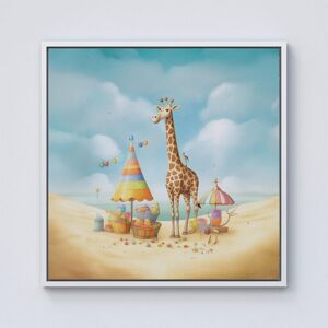 Warren Reed - Designer Giraffe On A Beach Holiday Framed Canvas in Off-White Size: W16" x H16" Off-White W16" x H16" Warren Reed - Designer Giraffe On A Beach Holiday Framed Canvas in Off-White Size: W16" x H16" Off-White W16" x H16"