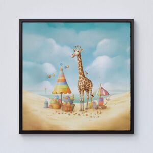 Warren Reed - Designer Giraffe On A Beach Holiday Framed Canvas in Black Size: W30" x H30" Black W30" x H30" Warren Reed - Designer Giraffe On A Beach Holiday Framed Canvas in Black Size: W30" x H30" Black W30" x H30"
