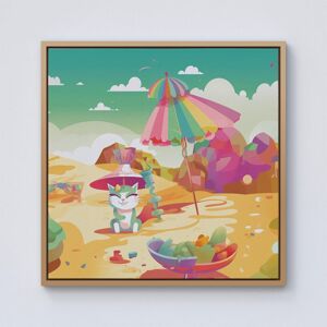 Warren Reed - Designer Kitten On A Beach Holiday Framed Canvas in Light Brown Size: W30" x H30" Light Brown W30" x H30" Warren Reed - Designer Kitten On A Beach Holiday Framed Canvas in Light Brown Size: W30" x H30" Light Brown W30" x H30"