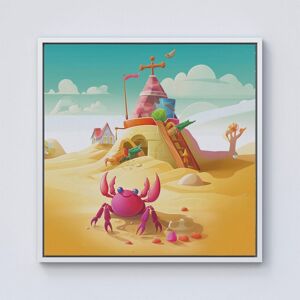 Warren Reed - Designer Pink Crab On A Beach Holiday Framed Canvas in Off-White Size: W16" x H16" Off-White W16" x H16" Warren Reed - Designer Pink Crab On A Beach Holiday Framed Canvas in Off-White Size: W16" x H16" Off-White W16" x H16"