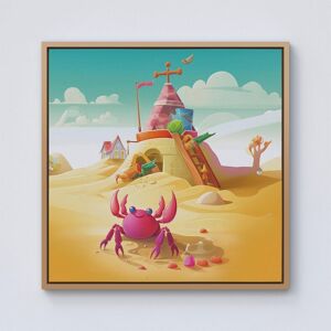 Warren Reed - Designer Pink Crab On A Beach Holiday Framed Canvas in Light Brown Size: W30" x H30" Light Brown W30" x H30" Warren Reed - Designer Pink Crab On A Beach Holiday Framed Canvas in Light Brown Size: W30" x H30" Light Brown W30" x H30"