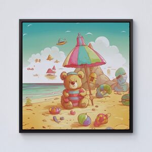 Warren Reed - Designer Teddy Bead On A Beach Holiday Framed Canvas in Black Size: W16" x H16" Black W16" x H16" Warren Reed - Designer Teddy Bead On A Beach Holiday Framed Canvas in Black Size: W16" x H16" Black W16" x H16"