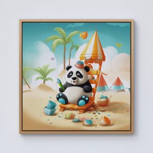 Warren Reed - Designer Panda On A Beach Holiday Framed Canvas in Light Brown Size: W30" x H30" Light Brown W30" x H30" Warren Reed - Designer Panda On A Beach Holiday Framed Canvas in Light Brown Size: W30" x H30" Light Brown W30" x H30"
