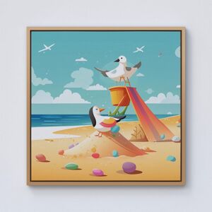 Warren Reed - Designer Seagulls On A Beach Holiday Framed Canvas in Light Brown Size: W16" x H16" Light Brown W16" x H16" Warren Reed - Designer Seagulls On A Beach Holiday Framed Canvas in Light Brown Size: W16" x H16" Light Brown W16" x H16"