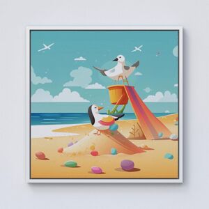 Warren Reed - Designer Seagulls On A Beach Holiday Framed Canvas in Off-White Size: w40 inch x h40 inch Off-White w40 inch x h40 inch Warren Reed - Designer Seagulls On A Beach Holiday Framed Canvas in Off-White Size: w40 inch x h40 inch Off-White w40 inch x h40 inch