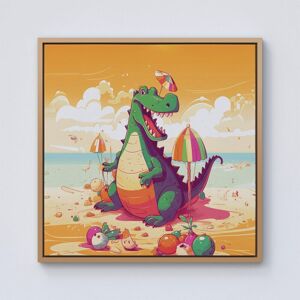 Warren Reed - Designer Crocodile On A Beach Holiday Framed Canvas in Light Brown Size: W30" x H30" Light Brown W30" x H30" Warren Reed - Designer Crocodile On A Beach Holiday Framed Canvas in Light Brown Size: W30" x H30" Light Brown W30" x H30"