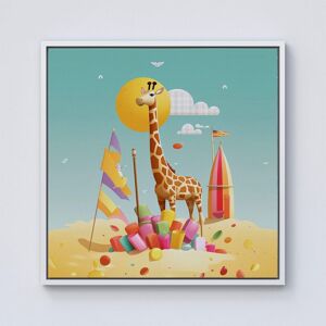 Warren Reed - Designer A Giraffe On A Beach Holiday Framed Canvas in Off-White Size: W16" x H16" Off-White W16" x H16" Warren Reed - Designer A Giraffe On A Beach Holiday Framed Canvas in Off-White Size: W16" x H16" Off-White W16" x H16"