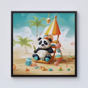 Warren Reed - Designer Happy Panda On A Beach Holiday Framed Canvas in Black Size: w10 inch x h10 inch Black w10 inch x h10 inch Warren Reed - Designer Happy Panda On A Beach Holiday Framed Canvas in Black Size: w10 inch x h10 inch Black w10 inch x h10 inch