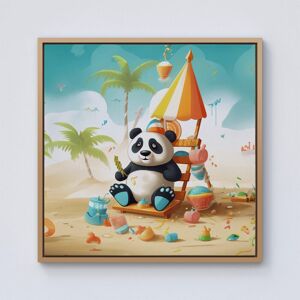 Warren Reed - Designer Happy Panda On A Beach Holiday Framed Canvas in Light Brown Size: W16" x H16" Light Brown W16" x H16" Warren Reed - Designer Happy Panda On A Beach Holiday Framed Canvas in Light Brown Size: W16" x H16" Light Brown W16" x H16"
