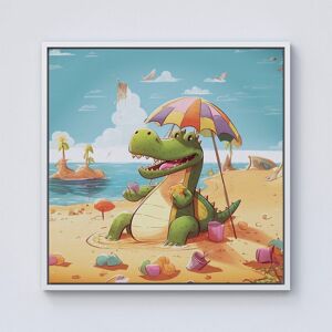 Warren Reed - Designer A Crocodile On A Beach Holiday Framed Canvas in Off-White Size: w10 inch x h10 inch Off-White w10 inch x h10 inch Warren Reed - Designer A Crocodile On A Beach Holiday Framed Canvas in Off-White Size: w10 inch x h10 inch Off-White w10 inch x h10 inch