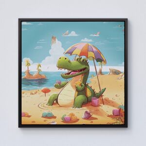 Warren Reed - Designer A Crocodile On A Beach Holiday Framed Canvas in Black Size: W30" x H30" Black W30" x H30" Warren Reed - Designer A Crocodile On A Beach Holiday Framed Canvas in Black Size: W30" x H30" Black W30" x H30"
