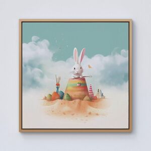 Warren Reed - Designer White Rabbit On A Beach Holiday Framed Canvas in Light Brown Size: W30" x H30" Light Brown W30" x H30" Warren Reed - Designer White Rabbit On A Beach Holiday Framed Canvas in Light Brown Size: W30" x H30" Light Brown W30" x H30"