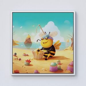 Warren Reed - Designer Bumblebee On A Beach Holiday Framed Canvas in Off-White Size: w10 inch x h10 inch Off-White w10 inch x h10 inch Warren Reed - Designer Bumblebee On A Beach Holiday Framed Canvas in Off-White Size: w10 inch x h10 inch Off-White w10 inch x h10 inch