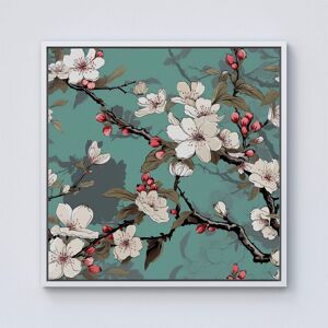 Warren Reed - Designer Pink Blossom Asian Design Framed Canvas in Off-White Size: W16" x H16" Off-White W16" x H16" Warren Reed - Designer Pink Blossom Asian Design Framed Canvas in Off-White Size: W16" x H16" Off-White W16" x H16"