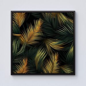 Warren Reed - Designer Golden Palm Leaves Framed Canvas in Black Size: W16" x H16" Black W16" x H16" Warren Reed - Designer Golden Palm Leaves Framed Canvas in Black Size: W16" x H16" Black W16" x H16"