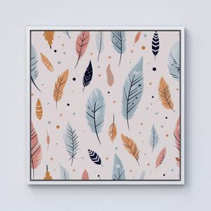 Warren Reed - Designer Pastel Feather Pattern Framed Canvas in Off-White Size: W30" x H30" Off-White W30" x H30" Warren Reed - Designer Pastel Feather Pattern Framed Canvas in Off-White Size: W30" x H30" Off-White W30" x H30"