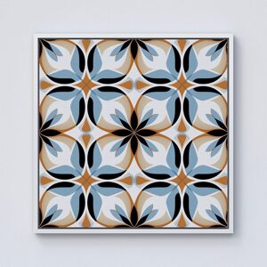 Warren Reed - Designer White Brown & Blue Geometric Pattern Framed Canvas in Off-White Size: w40 inch x h40 inch Off-White w40 inch x h40 inch Warren Reed - Designer White Brown & Blue Geometric Pattern Framed Canvas in Off-White Size: w40 inch x h40 inch Off-White w40 inch x h40 inch