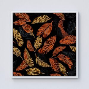 Warren Reed - Designer Orange Feather Leaves Framed Canvas in Off-White Size: W16" x H16" Off-White W16" x H16" Warren Reed - Designer Orange Feather Leaves Framed Canvas in Off-White Size: W16" x H16" Off-White W16" x H16"