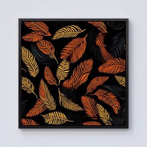 Warren Reed - Designer Orange Feather Leaves Framed Canvas in Black Size: W30" x H30" Black W30" x H30" Warren Reed - Designer Orange Feather Leaves Framed Canvas in Black Size: W30" x H30" Black W30" x H30"